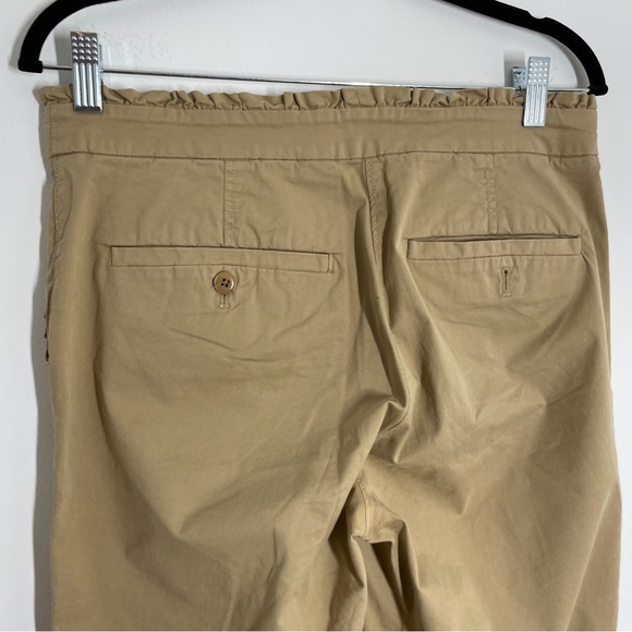 J. Crew Crop Ruffle Chino Pant Khaki G2041 Size 4 Classic Basic Career - Picture 9 of 11